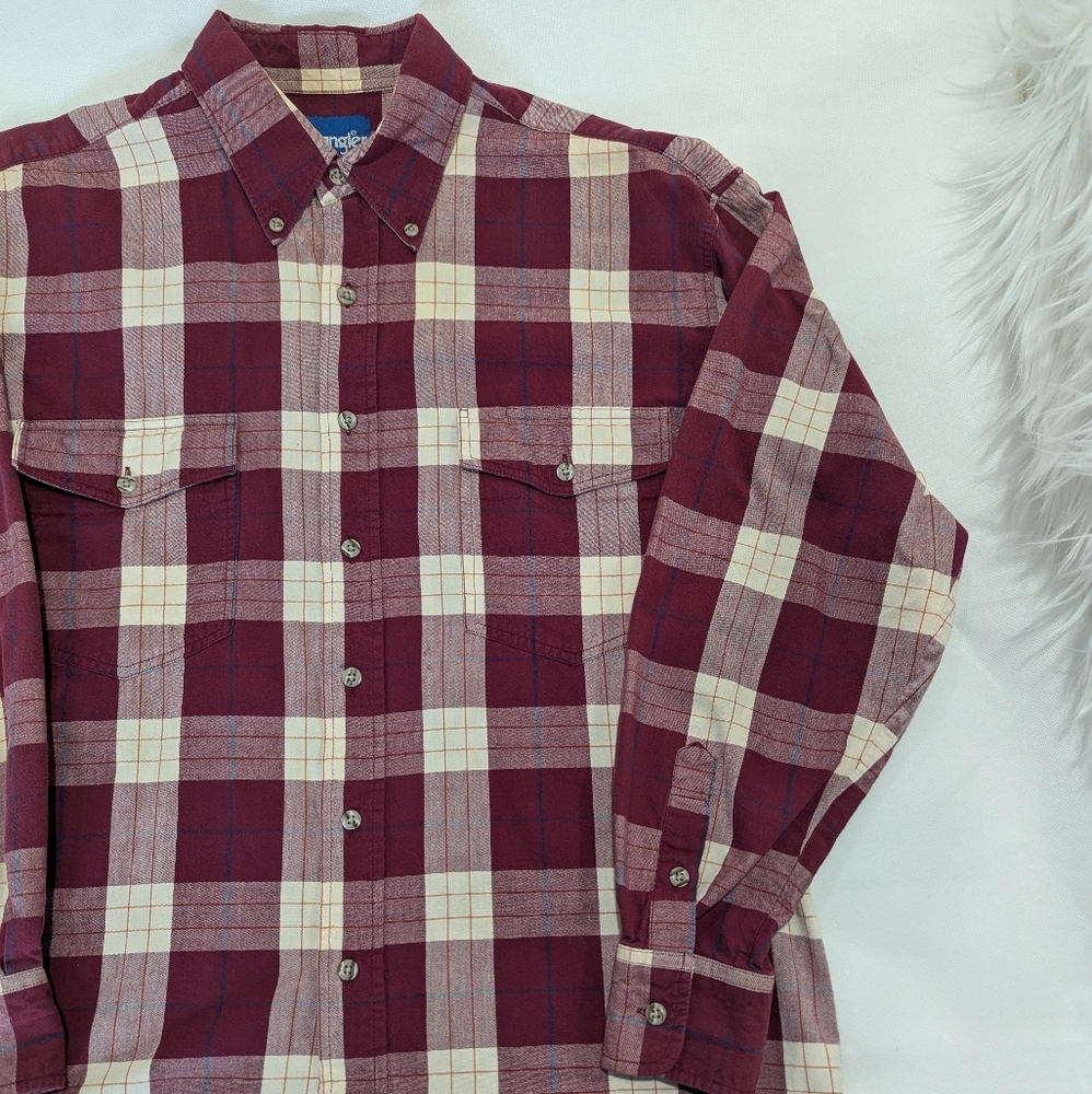 Vintage Wrangler Plaid Cotton Western Shirt - Picture 2 of 8